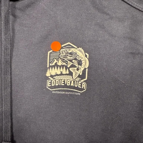 Eddie Bauer Navy Crewneck Hoodie with Fishing Graphic - Picture 5 of 6
